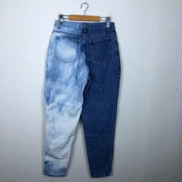 Vintage Two Tone Tie Dye High Waisted Denim Jeans Sz 27 - Picture 9 of 11